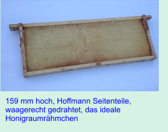 159 mm hoch, Hoffmann Seitenteile, waagerecht gedrahtet, das ideale Honigraumrhmchen
